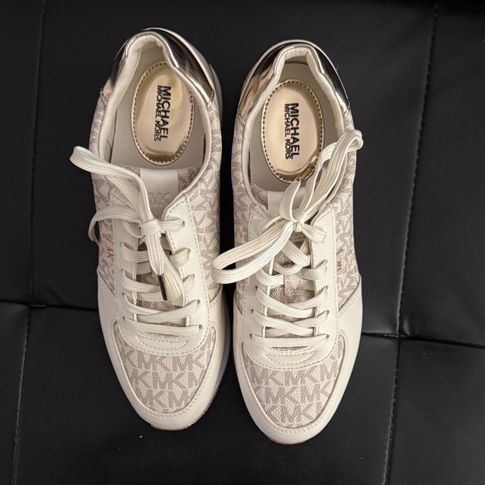 Michael Kors Cream Logo Lace-Up Sneakers